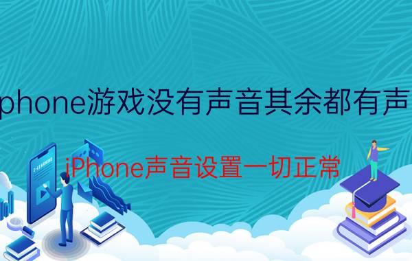 iphone游戏没有声音其余都有声音 iPhone声音设置一切正常，为什么没有来电铃声？